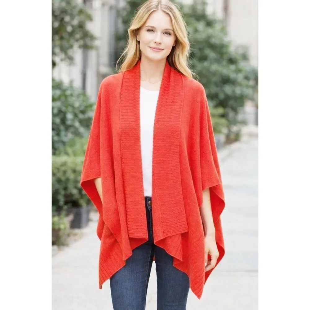J. McLaughlin 100% Cashmere Wrap Cardigan Sweater One Size Coral
